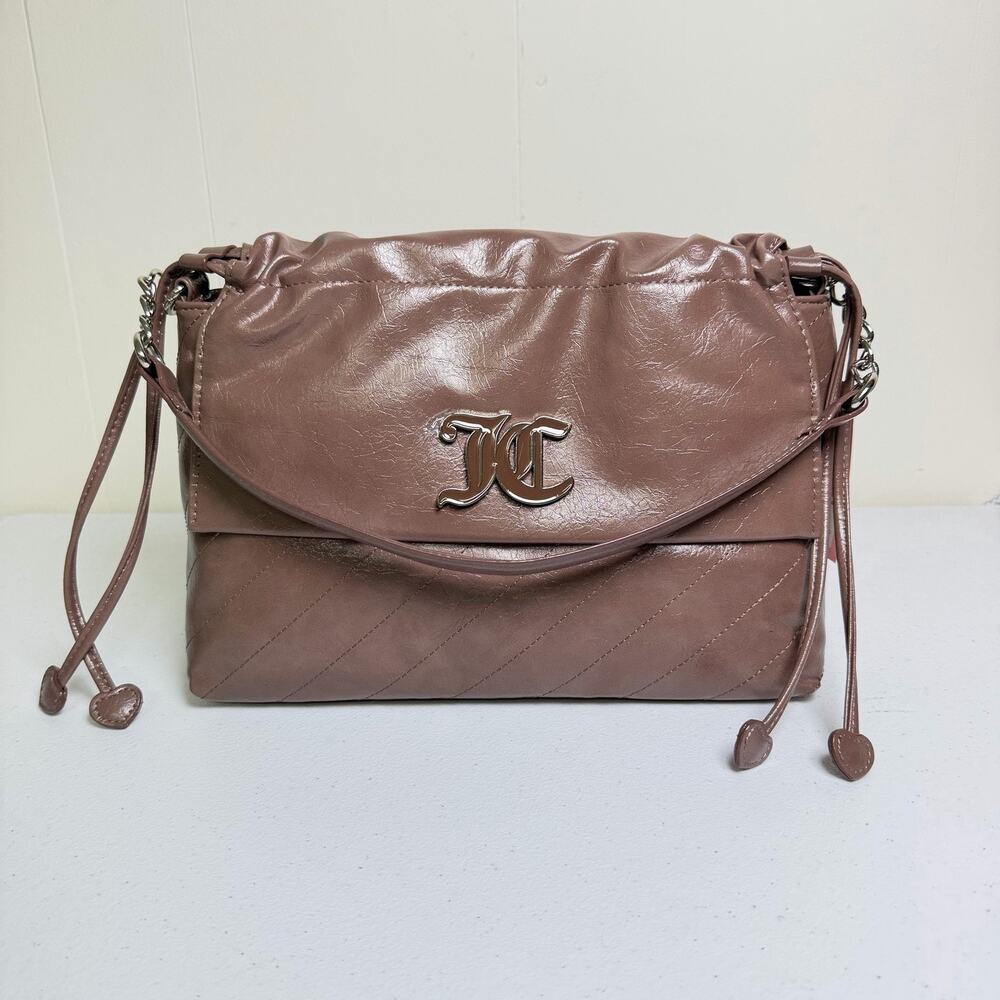 Juicy Couture Crossbody Bag Brown Quilted Logo Chain Strap Handbag
